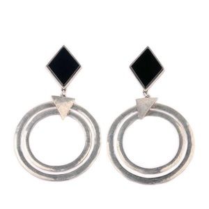 The 2 Bandits Dark Side Earrings Onyx Hoops